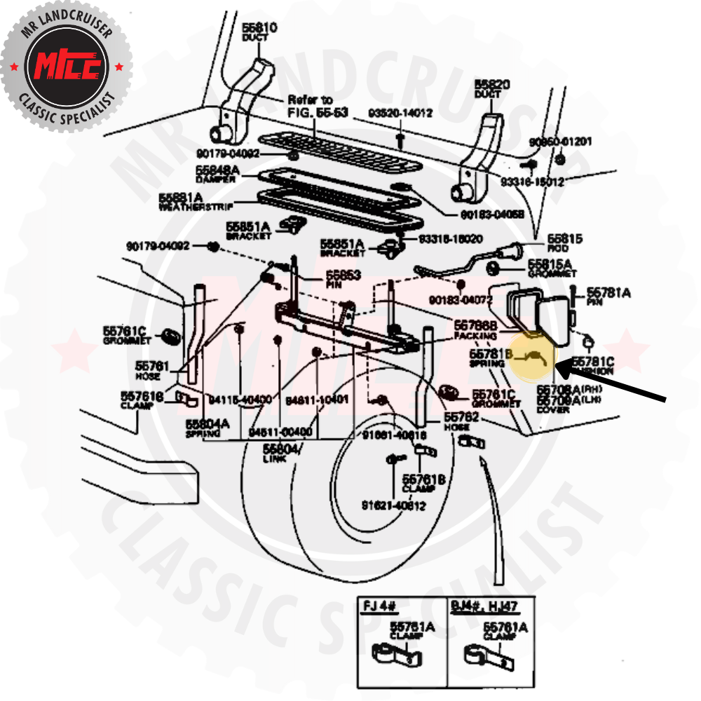 40 series Kick Vent Spring diagram