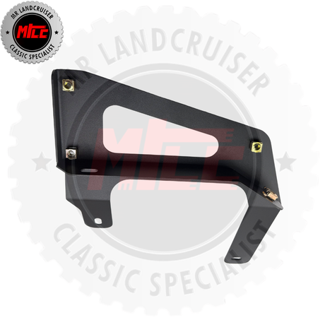 A black metal ground shield bracket with gold-colored mounting bolts, shown against a white background with a gray circular watermark and an MITE brand badge in the top-left corner.