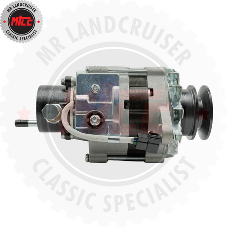 side view of OEX Alternator 12V 80A Hitachi Style 	