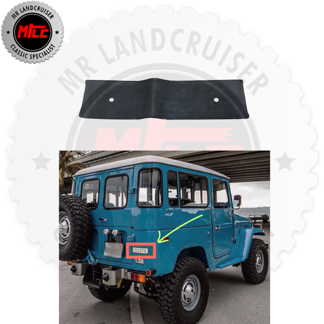 Aftermarket Rubber Pad Badge Emblem displayed with a Blue Toyota Landcruiser 40 Series 