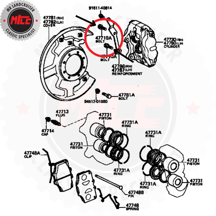 Bolt Front Disc Caliper Mount suits 40 60 & 70 Series Landcruiser