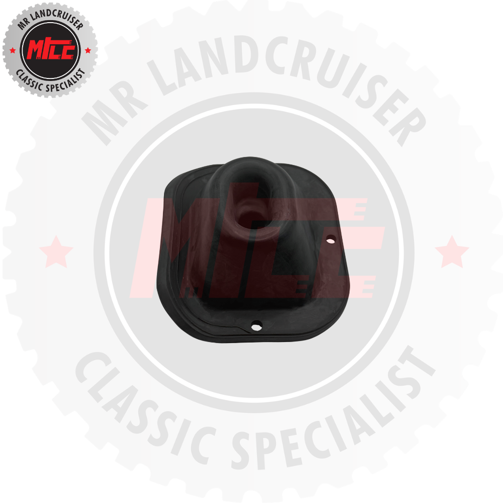 Black rubber bushing with branding on a white background