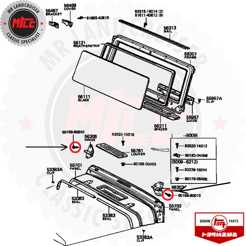 Genuine Toyota Cowl Panel and Windshield Glass Screw suits Landcruiser 40 Series 1979- 12/1984