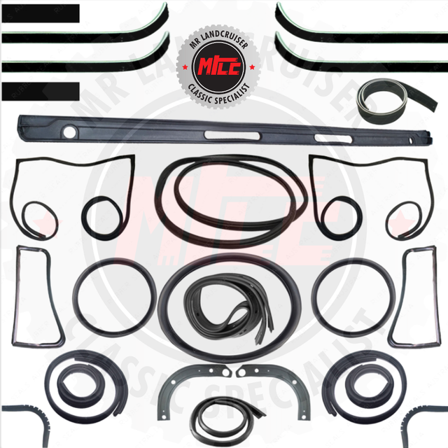 A Cab Rubber Seal Kit suits Toyota Landcruiser FJ45 Ute (With Quarter Window) 1975–1980
