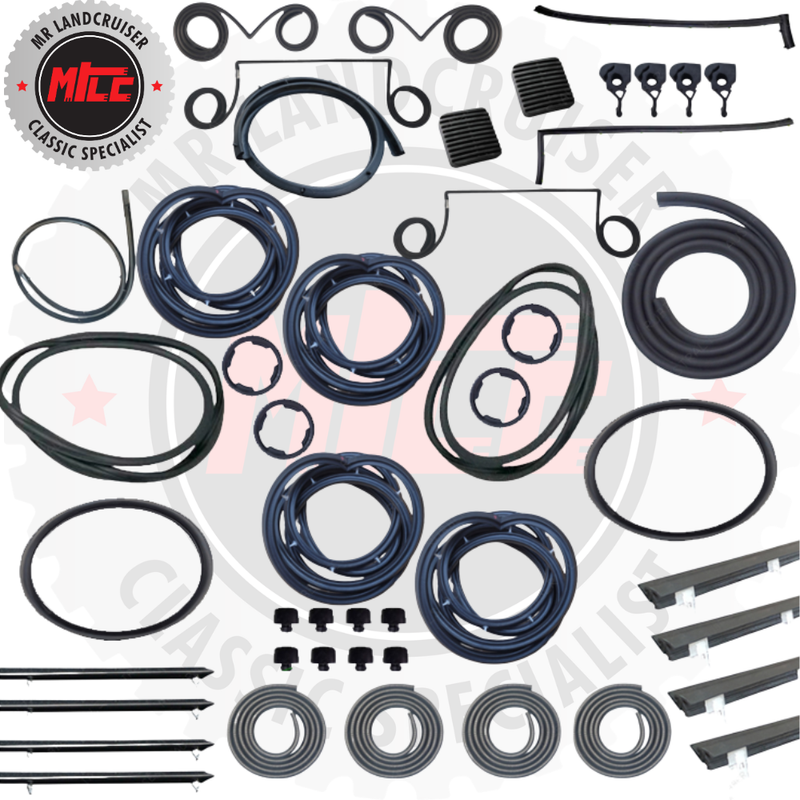 A Rubber Seal Kit suits 60 Series Landcruiser with No Front 1/4 Window Fixed Side Window & Barn Doors