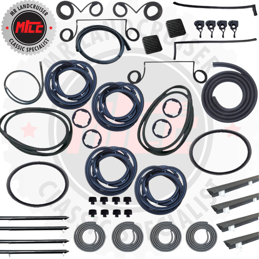A Rubber Seal Kit suits 60 Series Landcruiser with No Front 1/4 Window Fixed Side Window & Barn Doors
