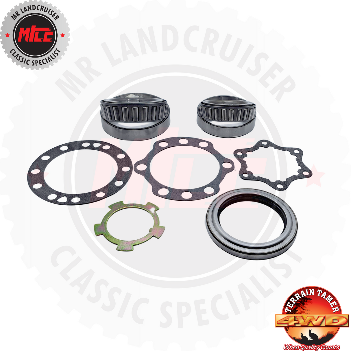 Close view of Terrain Tamer Wheel Bearing Kit Front & Rear suits 40 60 & 70 Series Toyota Landcruiser