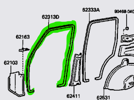 DIAGRAM OF 60 DOOR SEAL ON BODY