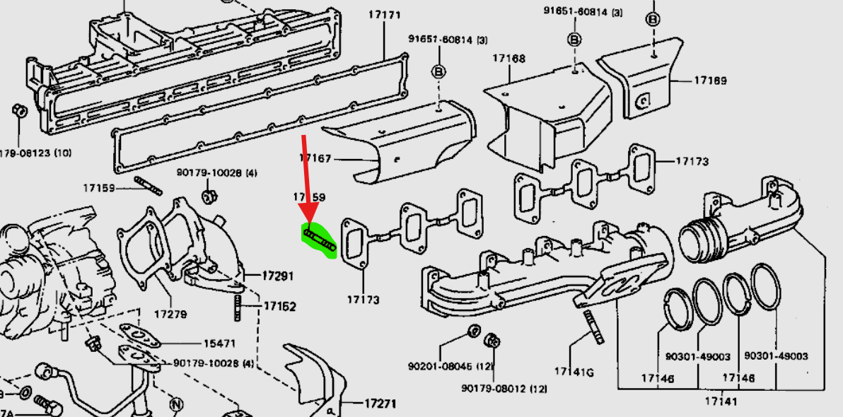 Exhaust Stud 2H/12HT/turbo applications suits Toyota Landcruiser
