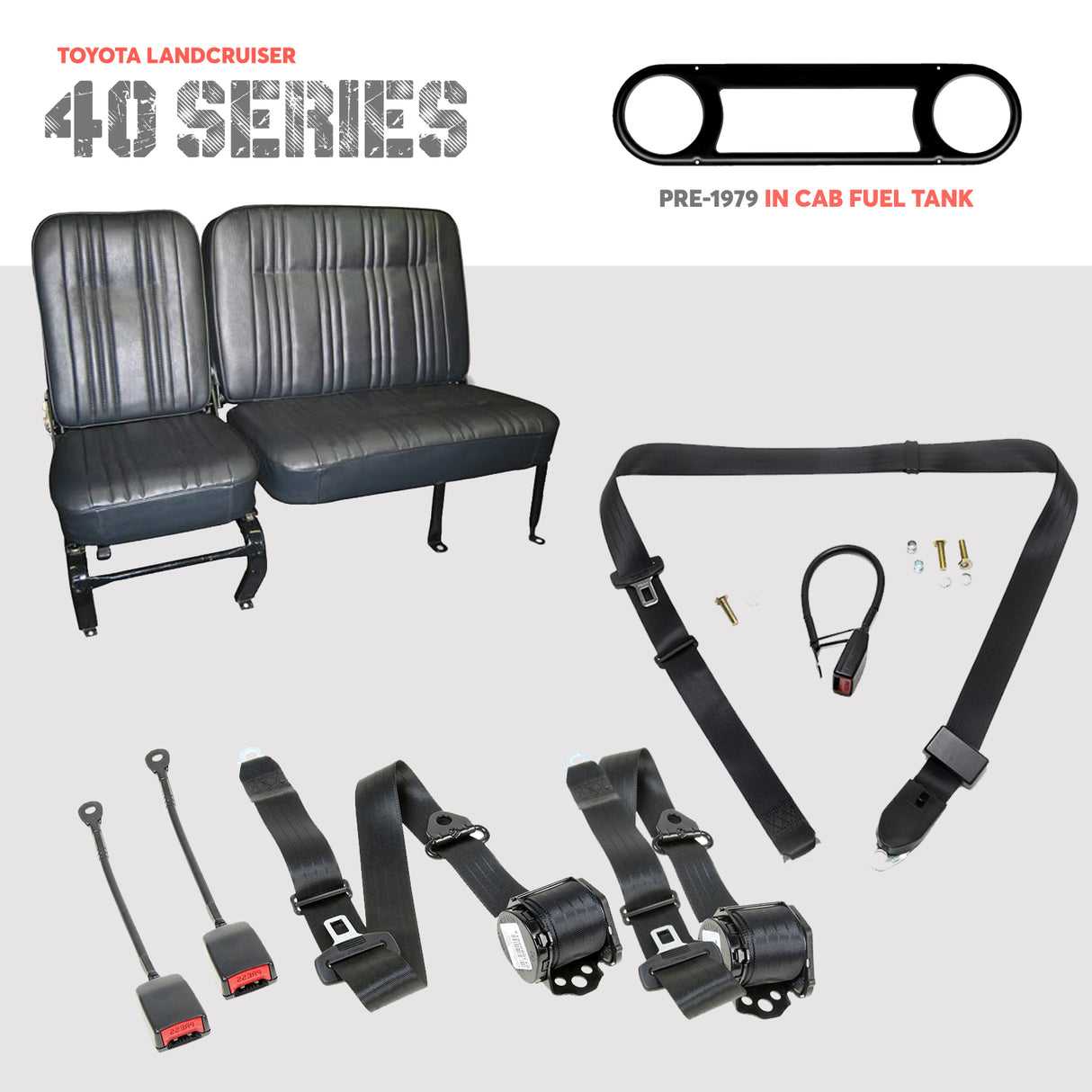Seat Belt Kit - Driver & 3/4 Bench (fuel tank inside cab)